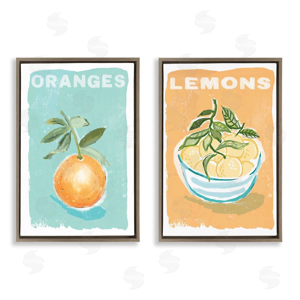 Chad Barrett Citrus Twist Motif Brown Floating Frame Canvas Wall Art Print