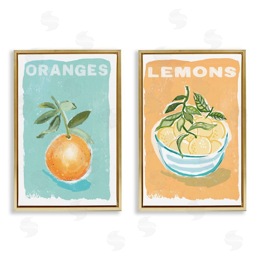 Chad Barrett Citrus Twist Motif Gold Floating Frame Canvas Wall Art Print
