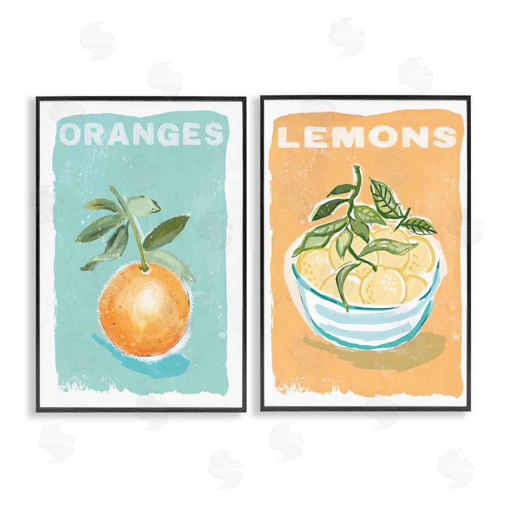 Chad Barrett Citrus Twist Motif Black Framed Giclee Wall Art Print
