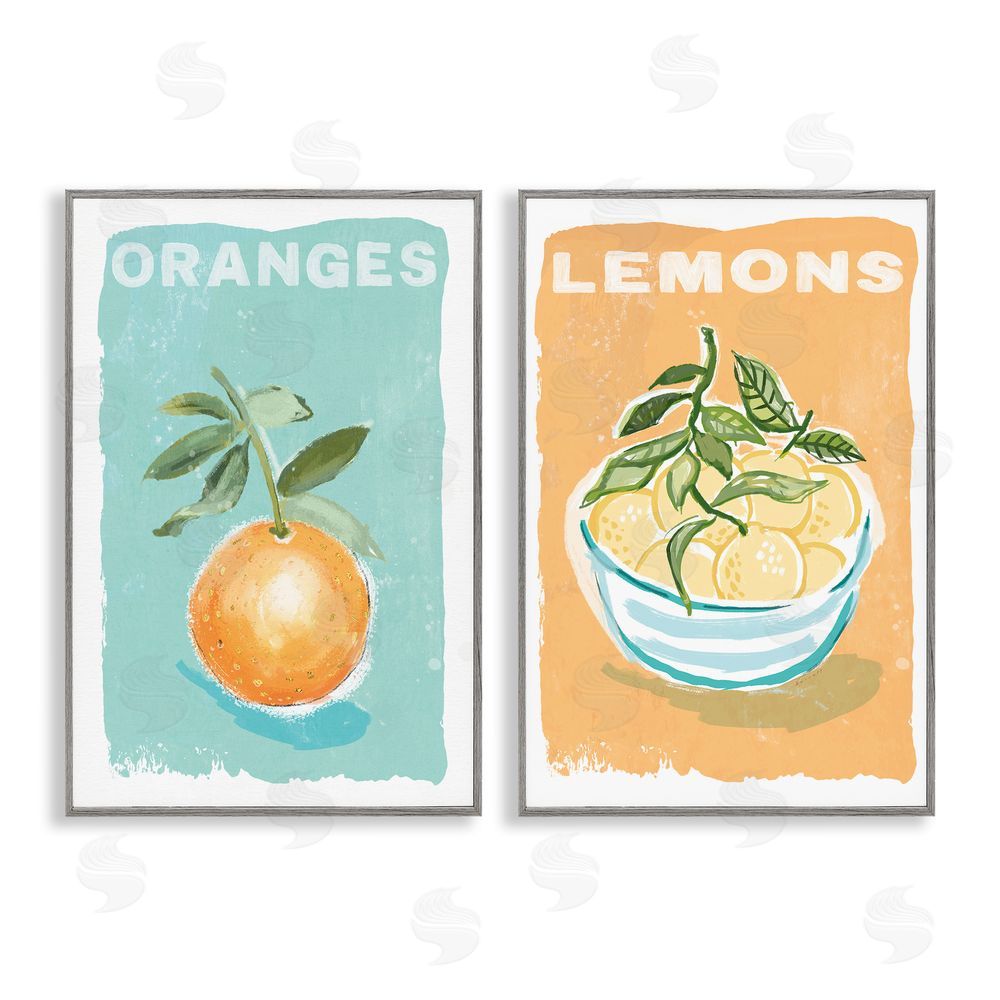 Chad Barrett Citrus Twist Motif Gray Framed Giclee Wall Art Print