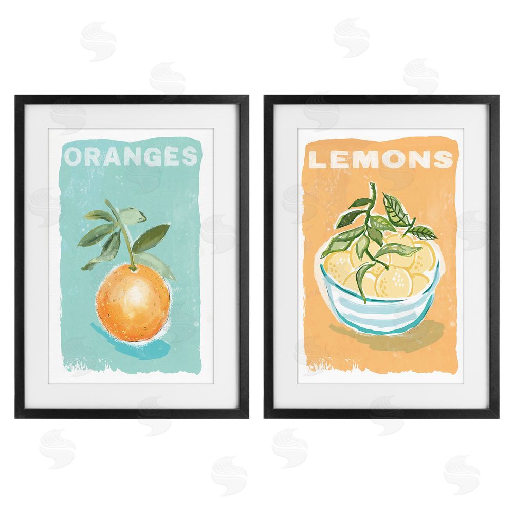 Chad Barrett Citrus Twist Motif Black Framed Print Under Glass Wall Art
