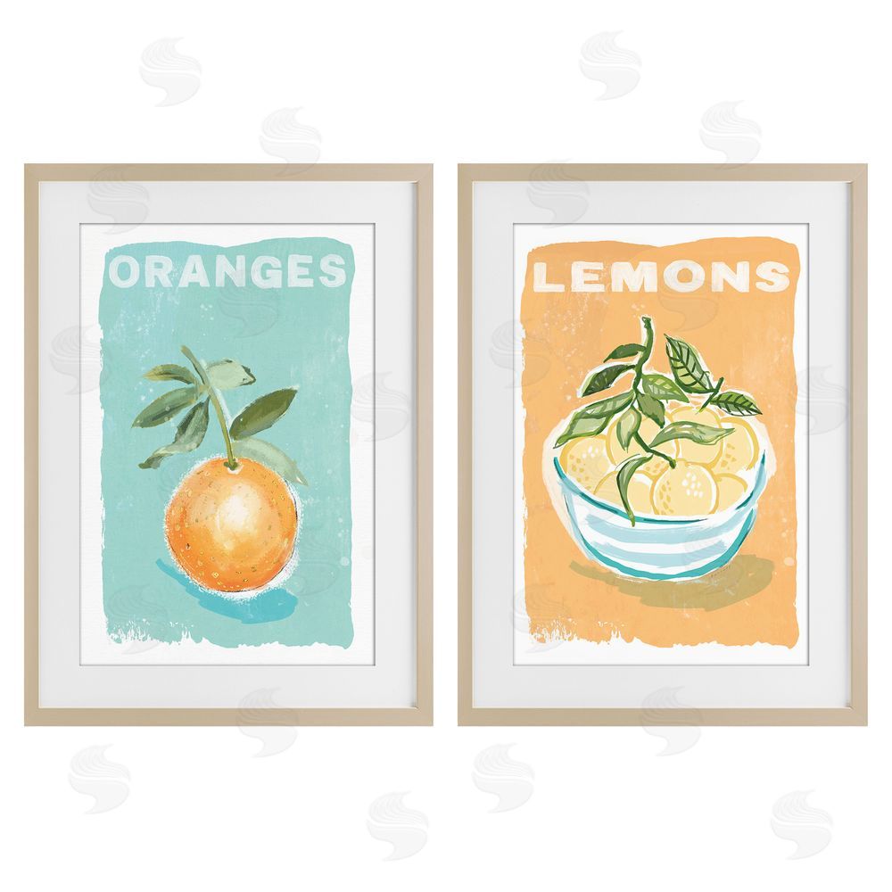 Chad Barrett Citrus Twist Motif Brown Framed Print Under Glass Wall Art