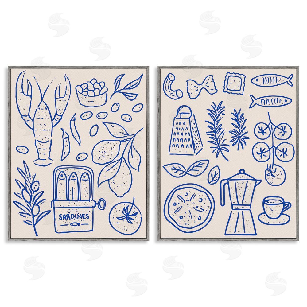 Camila Juncos Mediterranean Kitchen Simplicity Gray Framed Giclee Wall Art Print