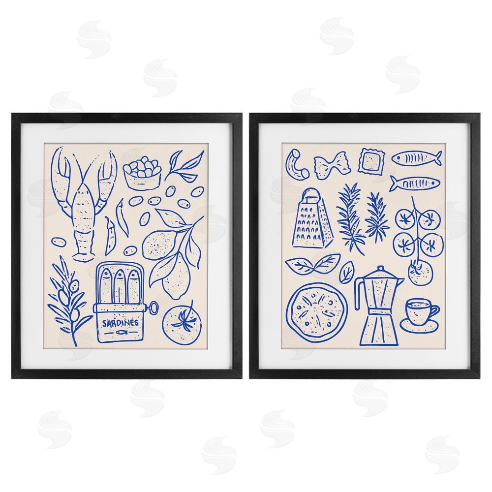 Camila Juncos Mediterranean Kitchen Simplicity Black Framed Print Under Glass with Mat Wall Art