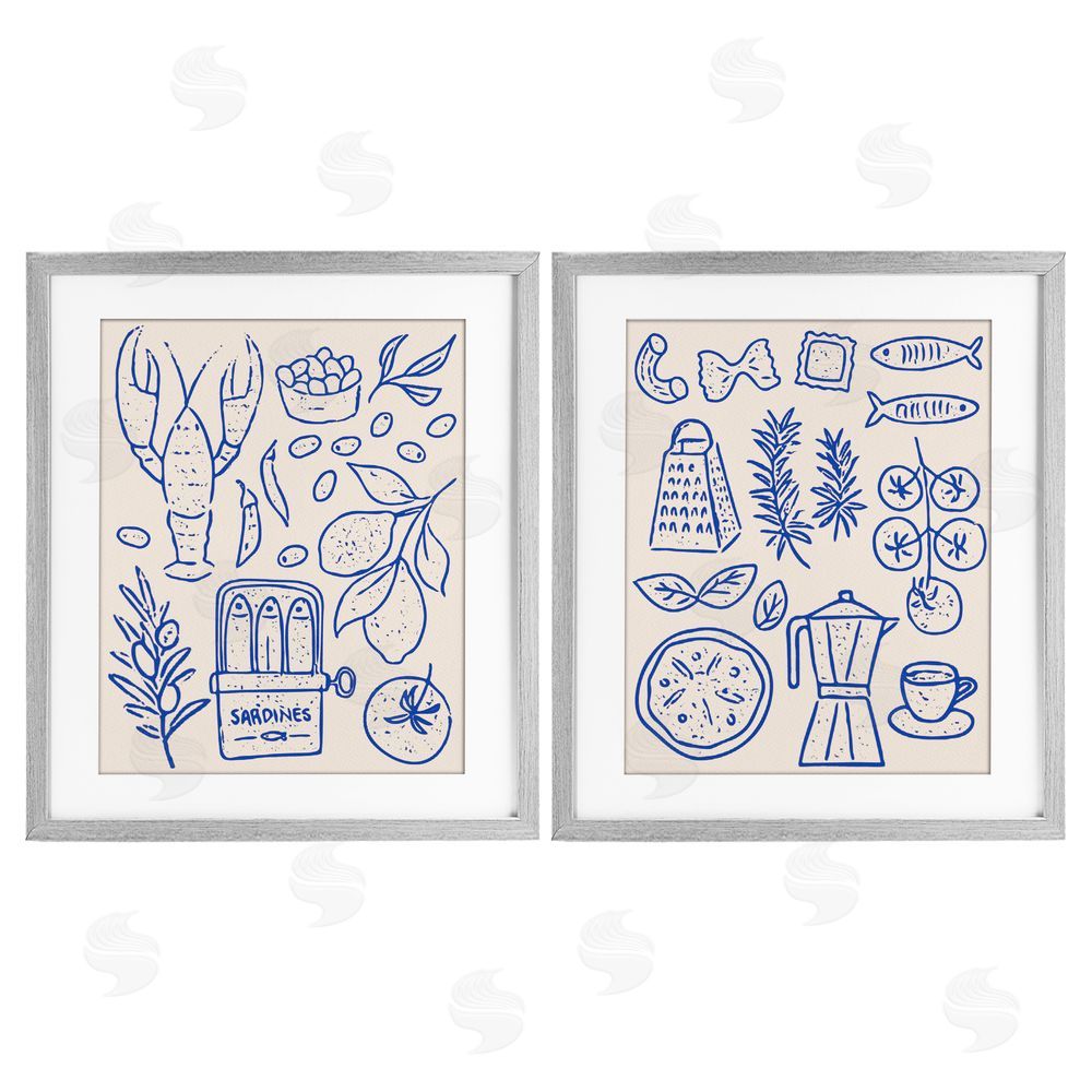 Camila Juncos Mediterranean Kitchen Simplicity Gray Framed Print Under Glass with Mat Wall Art