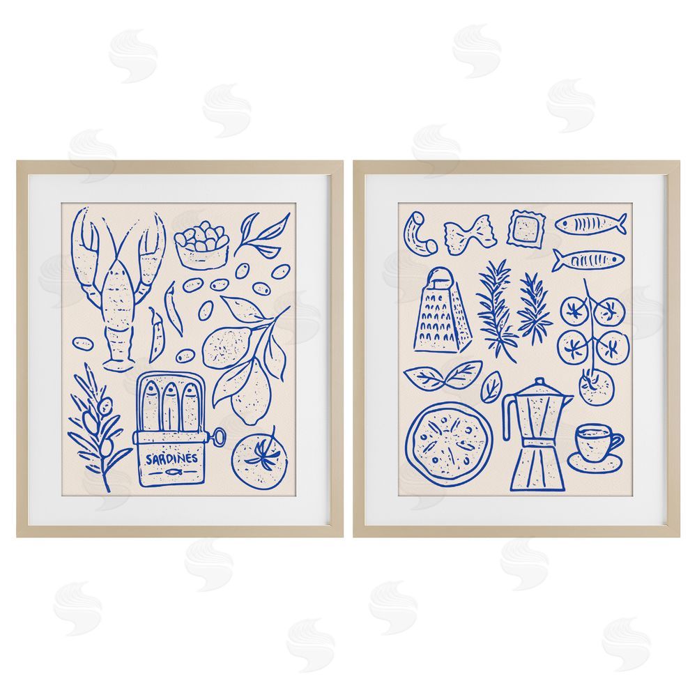 Camila Juncos Mediterranean Kitchen Simplicity Brown Framed Print Under Glass with Mat Wall Art