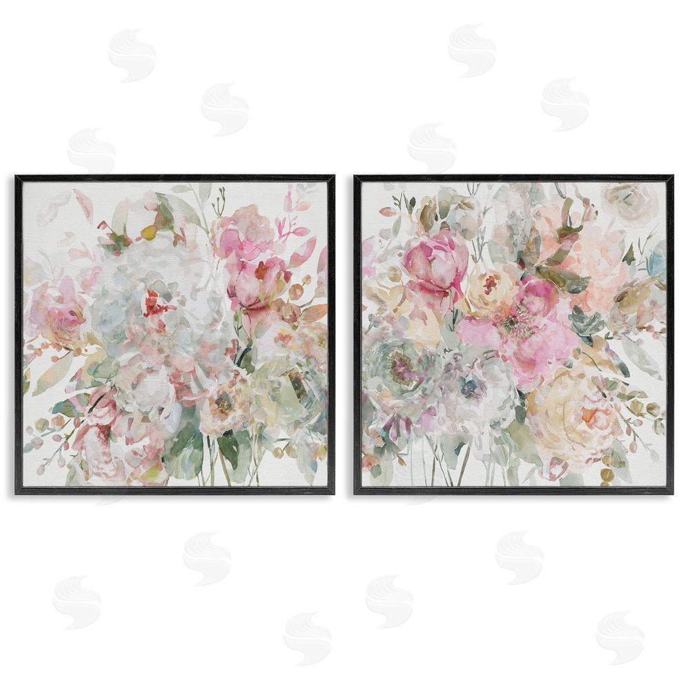 Carol Robinson Romantic Blush Botanicals Black Framed Giclee Wall Art Print