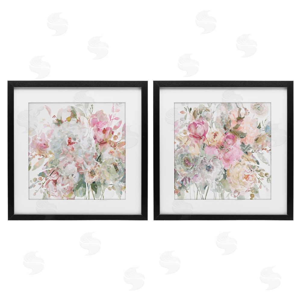 Carol Robinson Romantic Blush Botanicals Black Framed Print Under Glass Wall Art