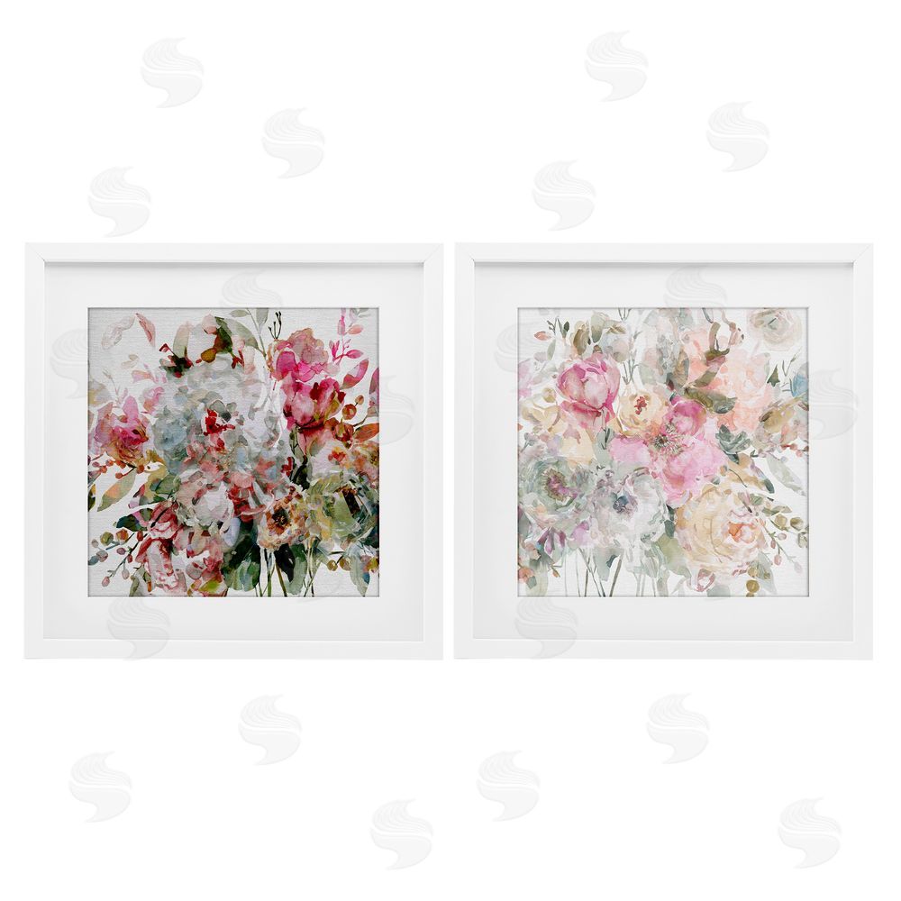 Carol Robinson Romantic Blush Botanicals White Framed Print Under Glass Wall Art
