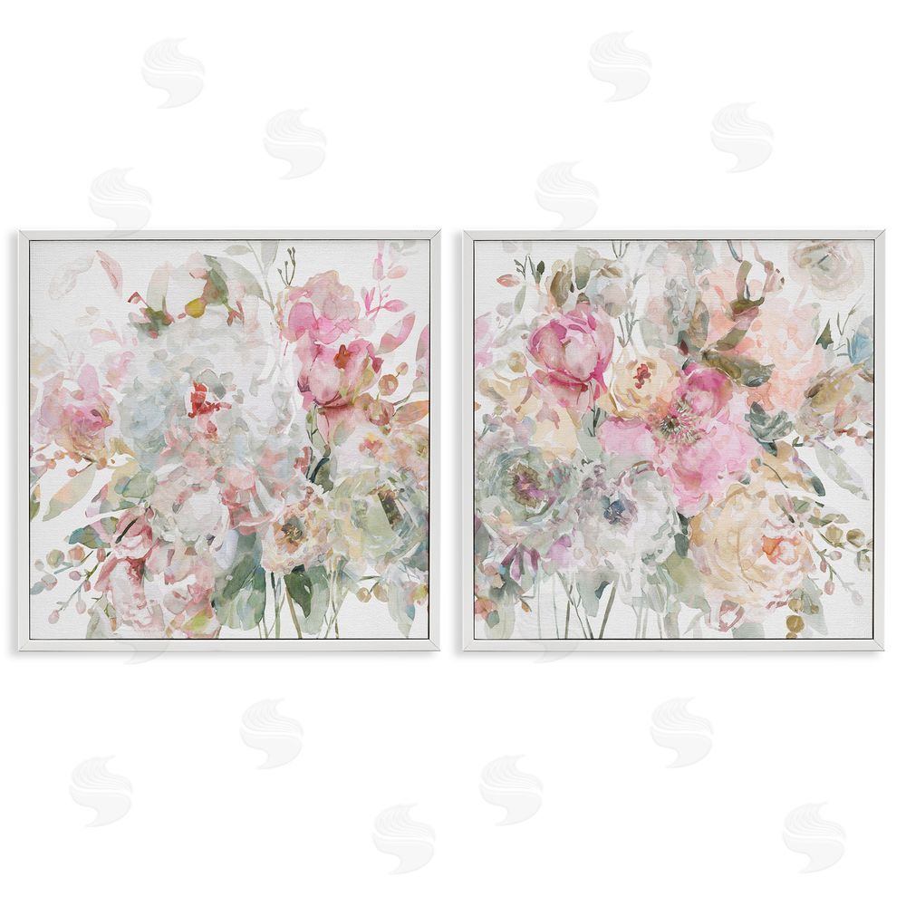 Carol Robinson Romantic Blush Botanicals White Framed Giclee Wall Art Print