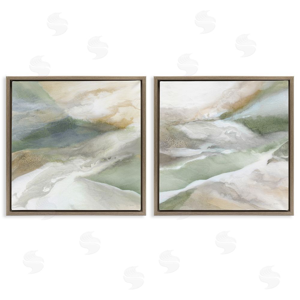 Carol Robinson Serene Misty Valley Abstraction Brown Floating Frame Canvas Wall Art Print