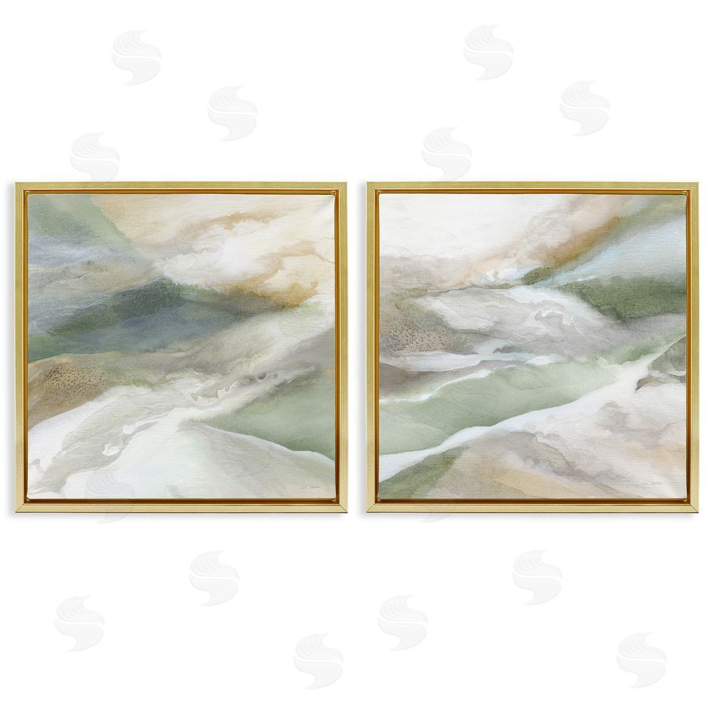 Carol Robinson Serene Misty Valley Abstraction Gold Floating Frame Canvas Wall Art Print