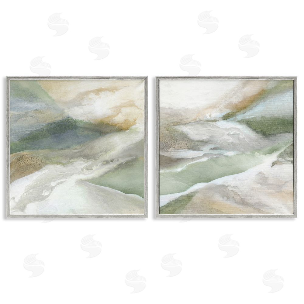 Carol Robinson Serene Misty Valley Abstraction Gray Framed Giclee Wall Art Print