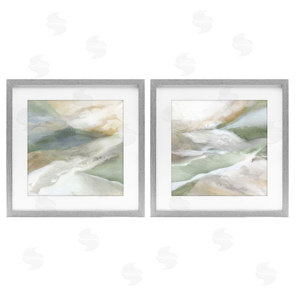 Carol Robinson Serene Misty Valley Abstraction Gray Framed Print Under Glass Wall Art