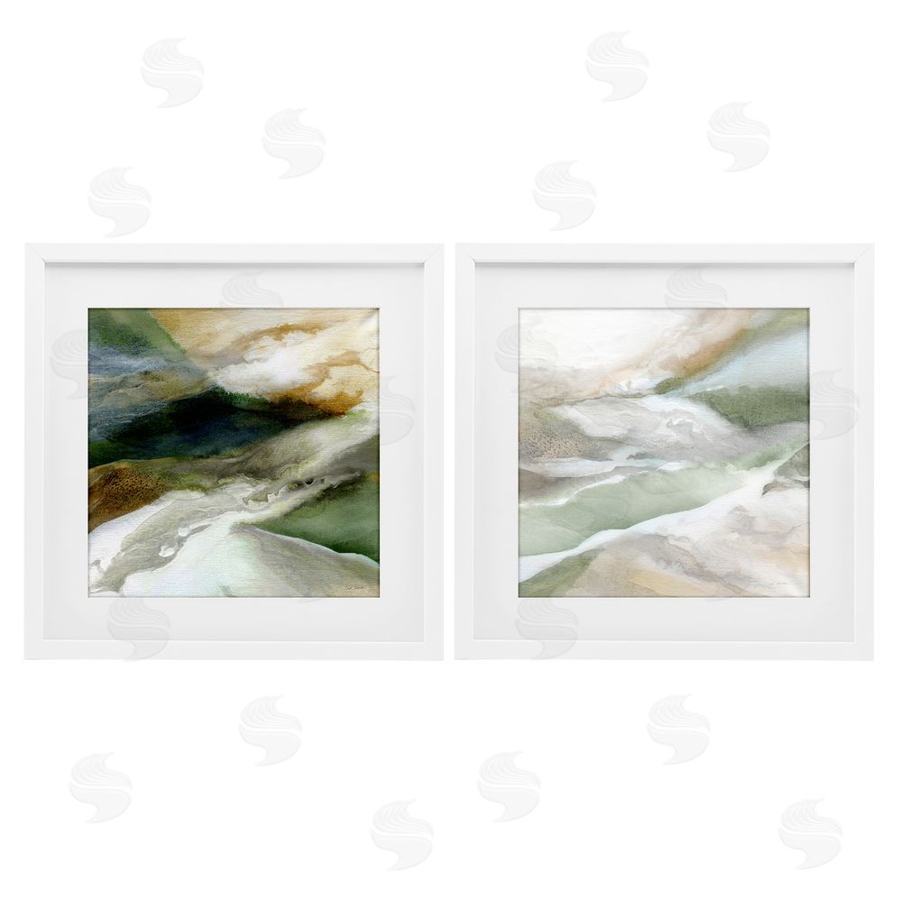 Carol Robinson Serene Misty Valley Abstraction White Framed Print Under Glass Wall Art