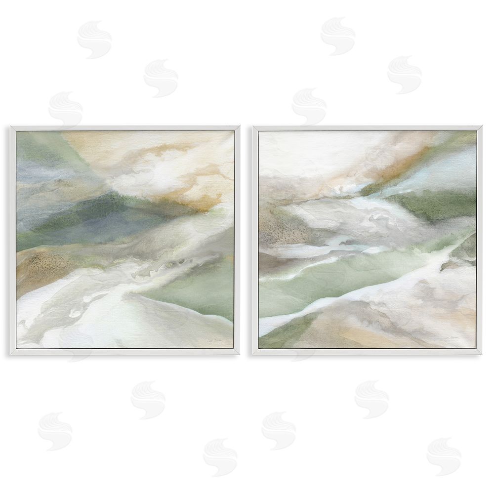 Carol Robinson Serene Misty Valley Abstraction White Framed Giclee Wall Art Print