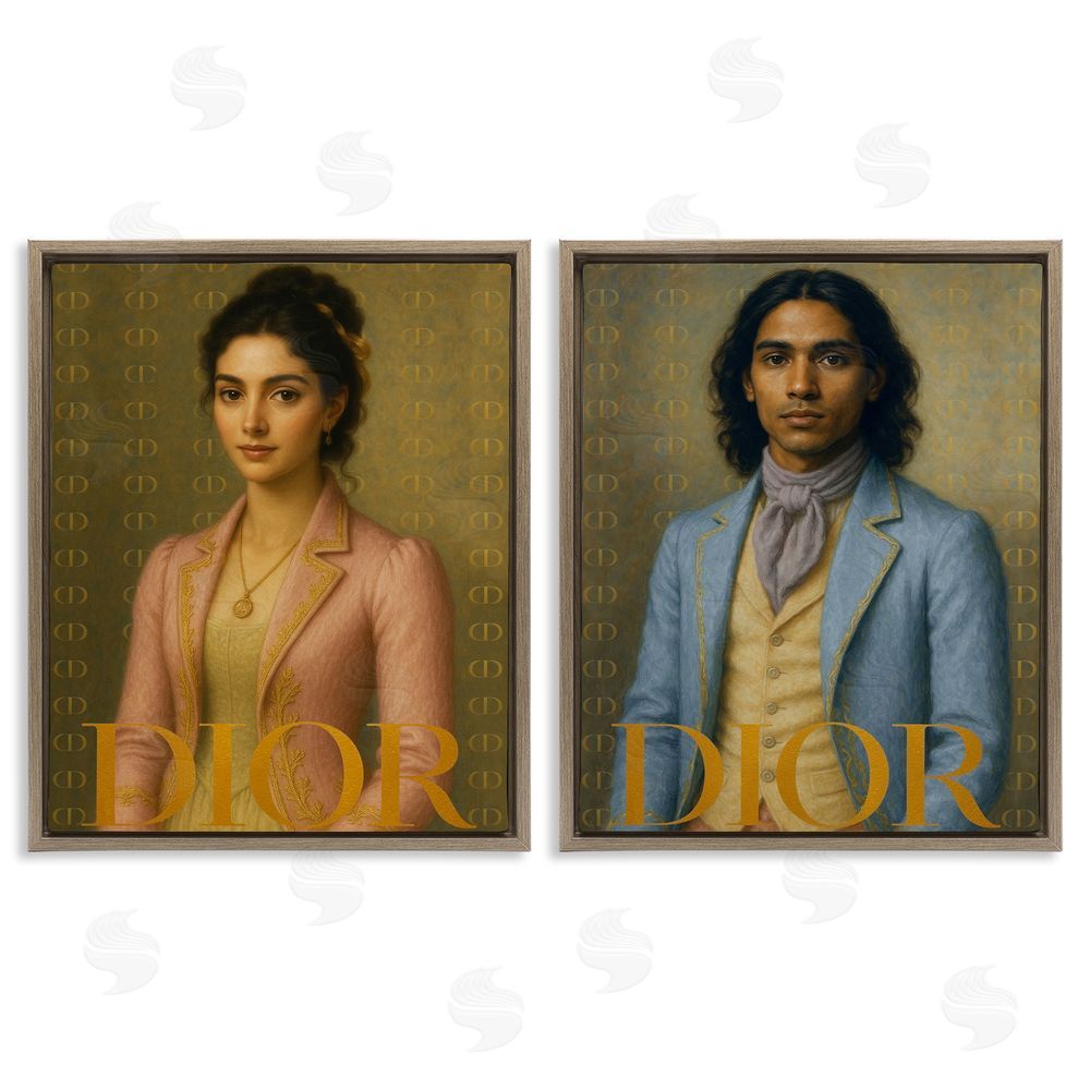 Looking Good Licensing Iconic Vintage Fashion Models Brown Floating Frame Canvas Wall Art Print