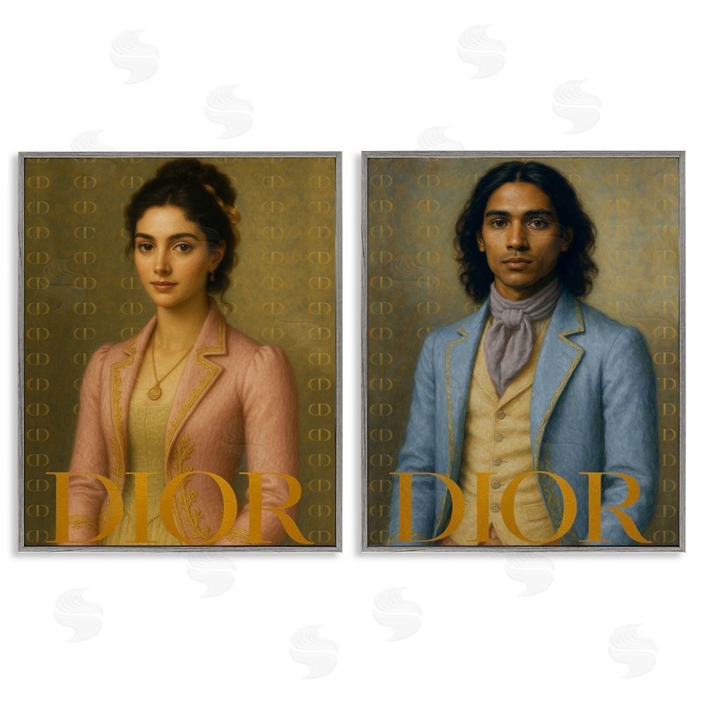 Looking Good Licensing Iconic Vintage Fashion Models Gray Framed Giclee Wall Art Print