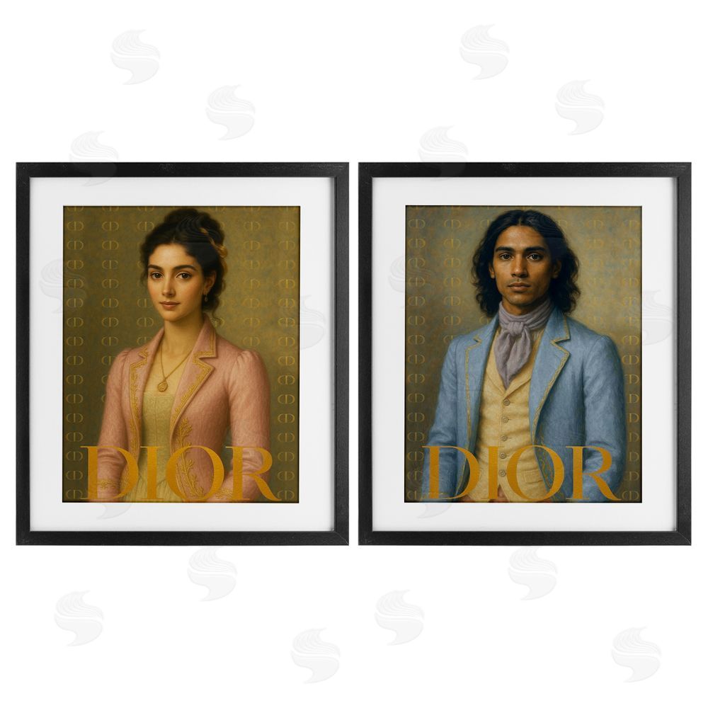 Looking Good Licensing Iconic Vintage Fashion Models Black Framed Print Under Glass Wall Art