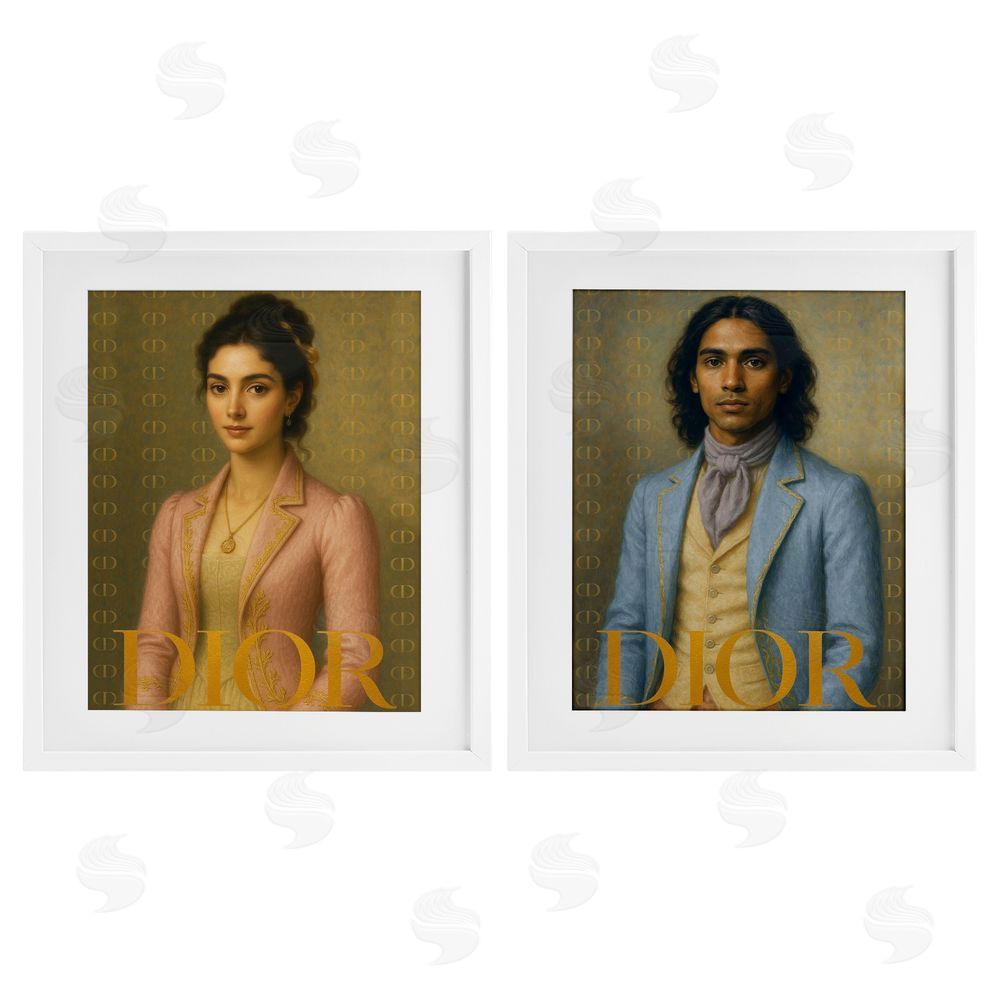 Looking Good Licensing Iconic Vintage Fashion Models White Framed Print Under Glass Wall Art