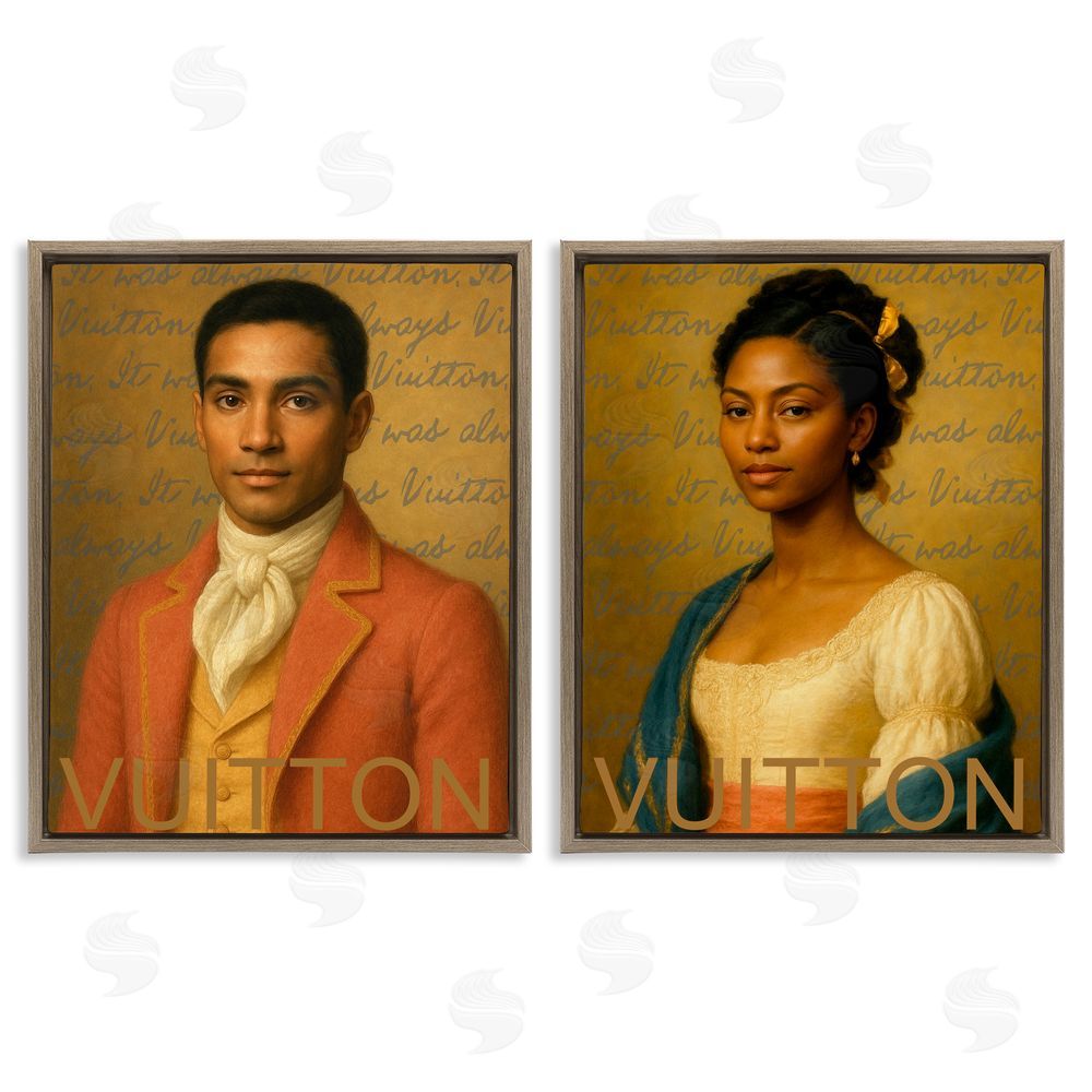 Looking Good Licensing Vintage Fashion Pair Brown Floating Frame Canvas Wall Art Print
