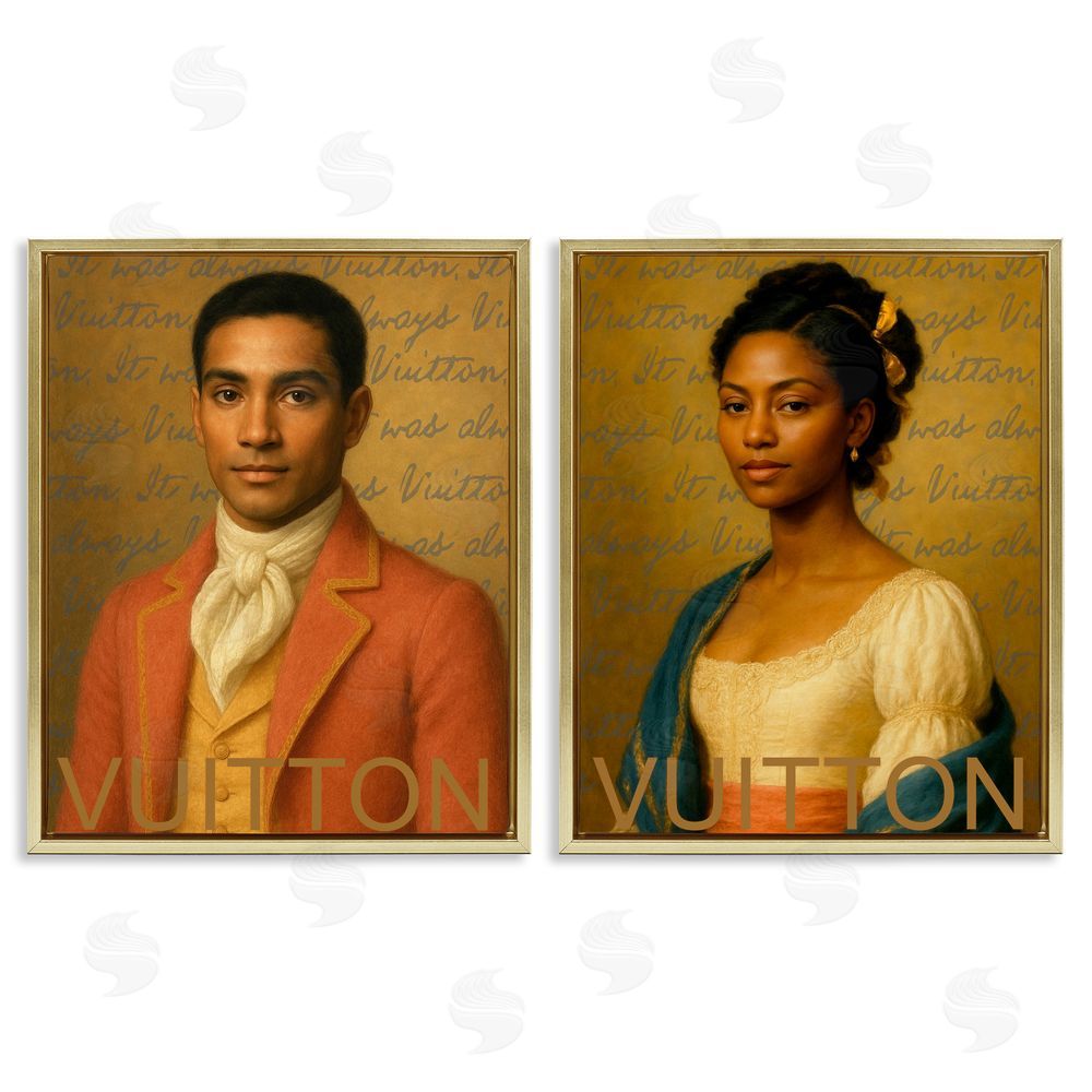 Looking Good Licensing Vintage Fashion Pair Gold Floating Frame Canvas Wall Art Print
