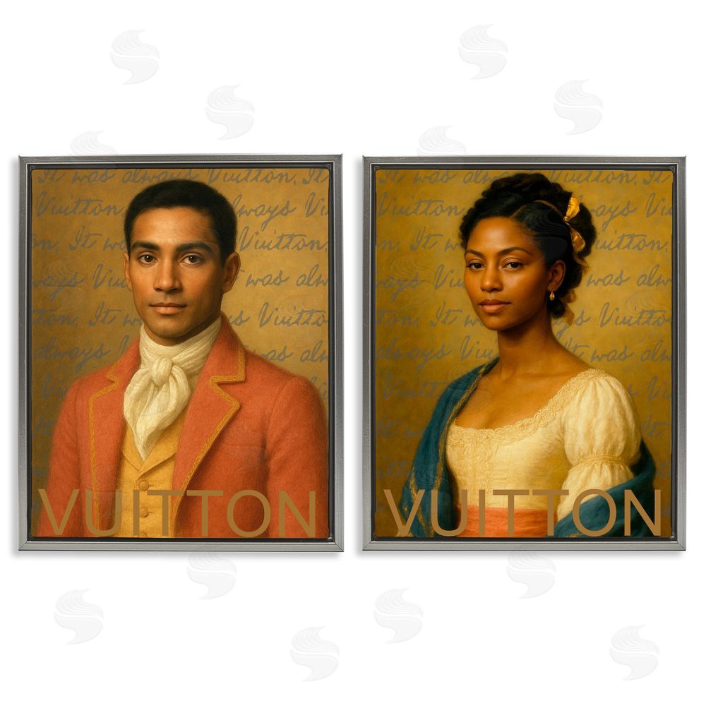 Looking Good Licensing Vintage Fashion Pair Gray Floating Frame Canvas Wall Art Print