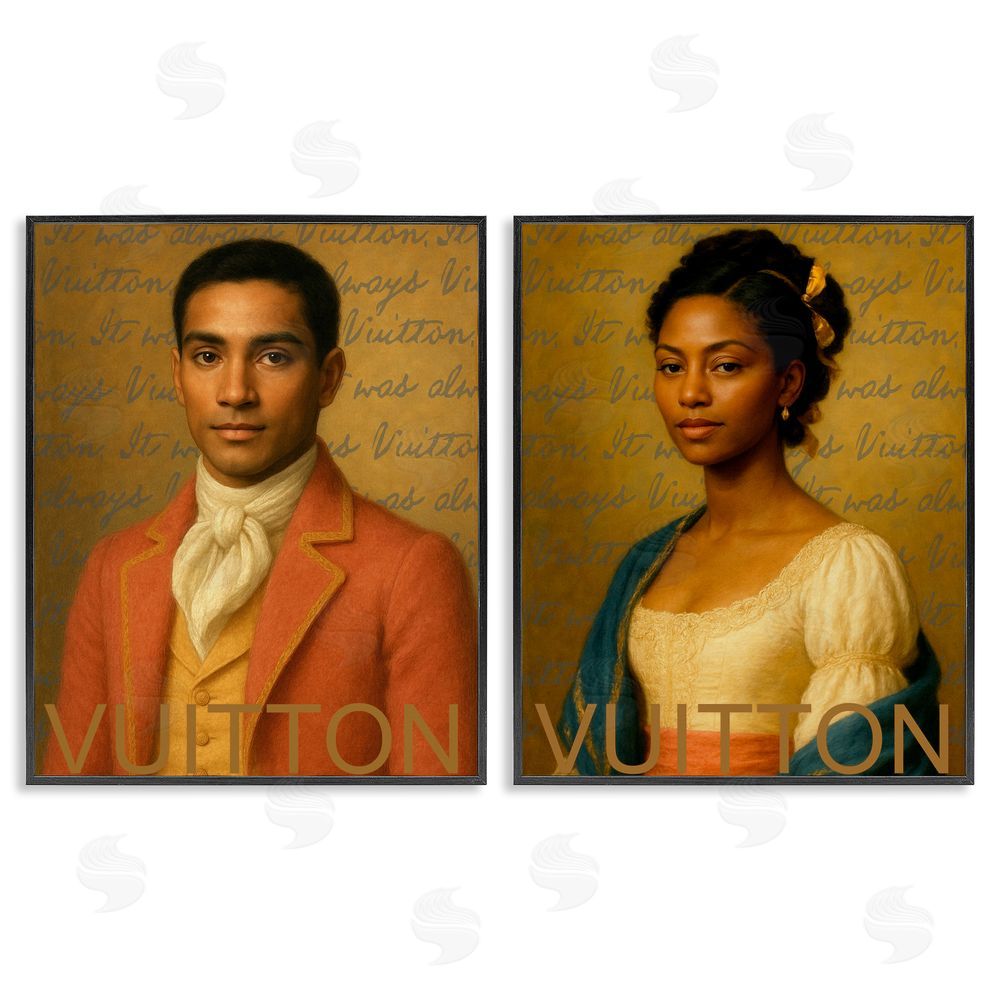 Looking Good Licensing Vintage Fashion Pair Black Framed Giclee Wall Art Print