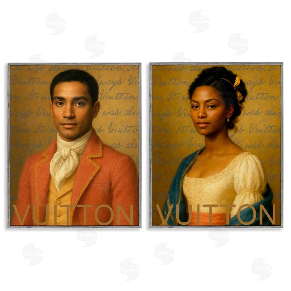 Looking Good Licensing Vintage Fashion Pair Gray Framed Giclee Wall Art Print