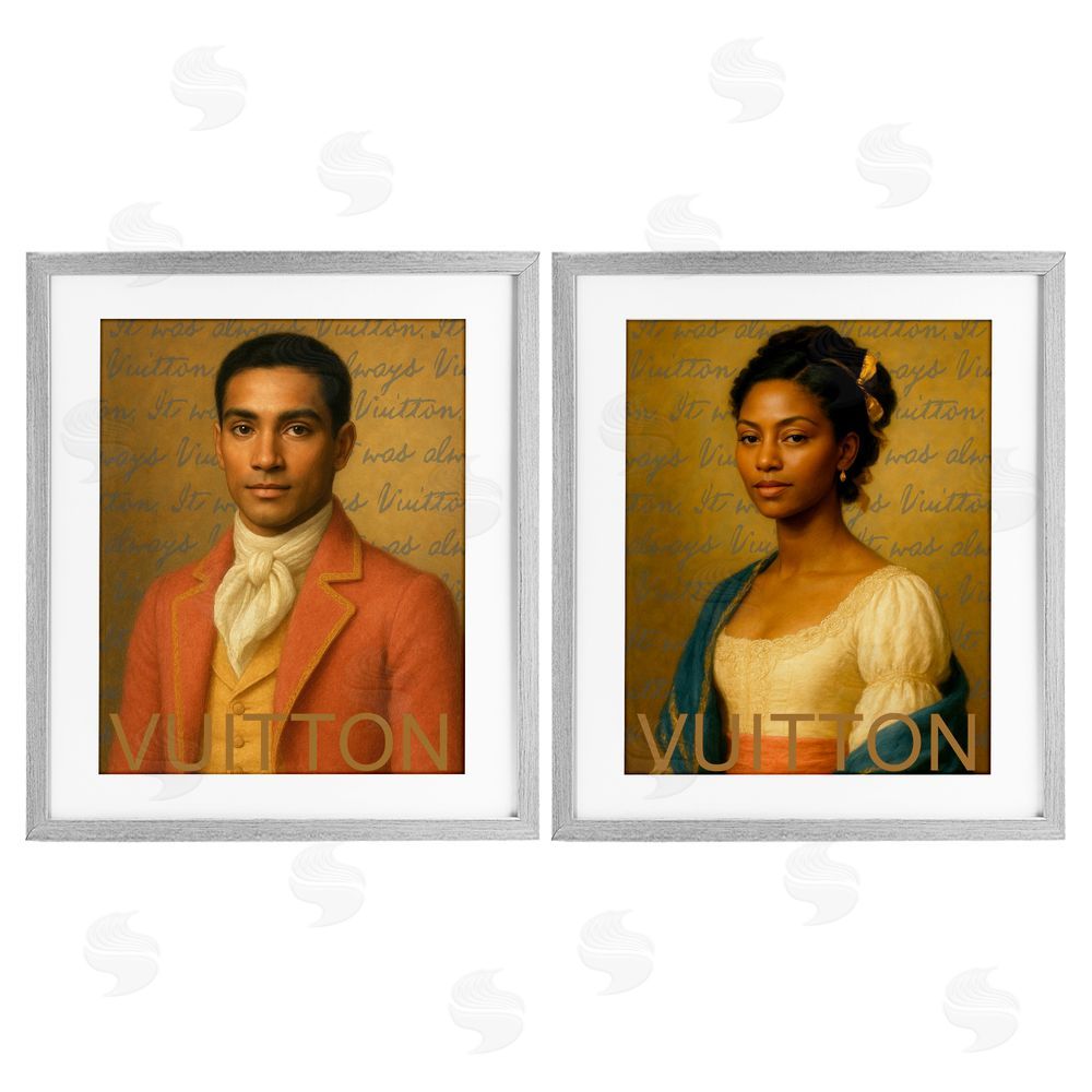 Looking Good Licensing Vintage Fashion Pair Gray Framed Print Under Glass Wall Art