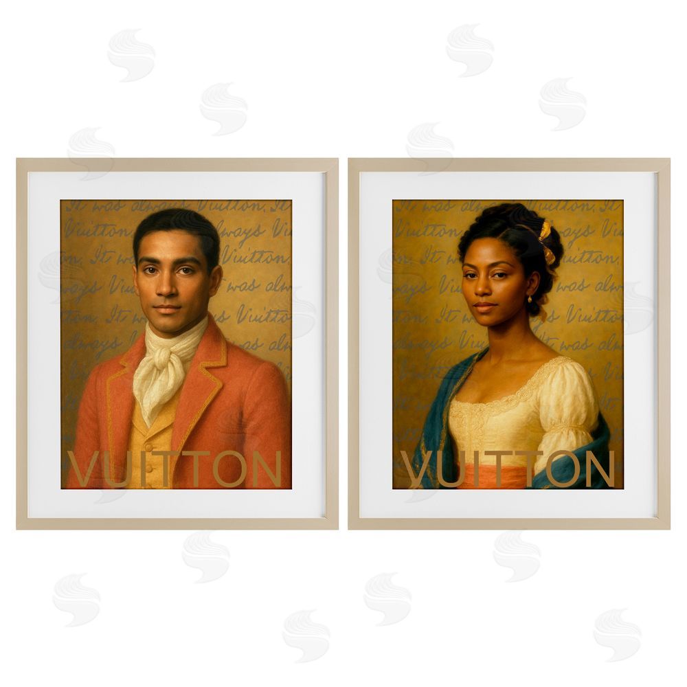 Looking Good Licensing Vintage Fashion Pair Birch Framed Print Under Glass Wall Art