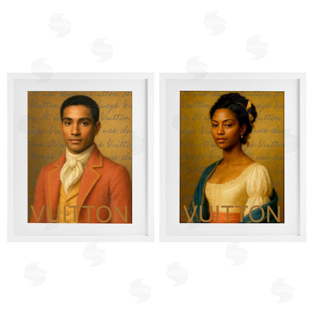 Looking Good Licensing Vintage Fashion Pair White Framed Print Under Glass Wall Art