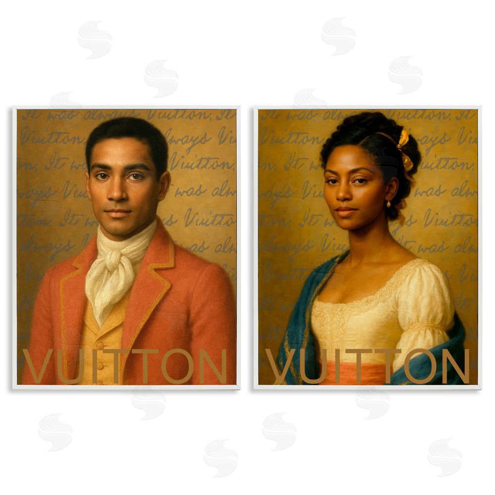 Looking Good Licensing Vintage Fashion Pair White Framed Giclee Wall Art Print