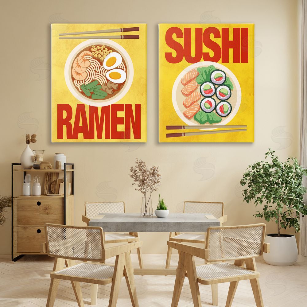 A.D. Lines Ramen & Sushi Japanese Cuisine Canvas Wall Art Print in Room