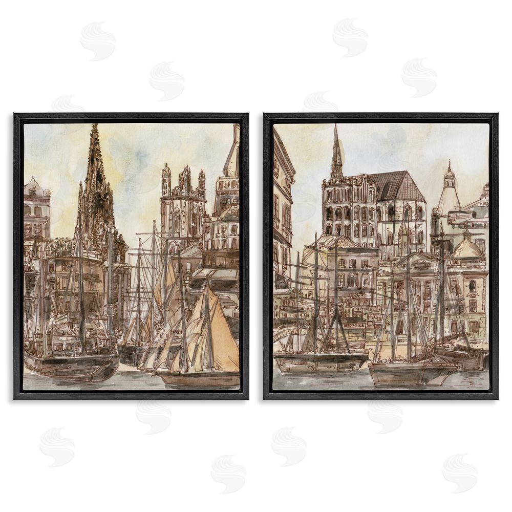 World Art Group Salted Remnants Pier Black Floating Frame Canvas Wall Art Print