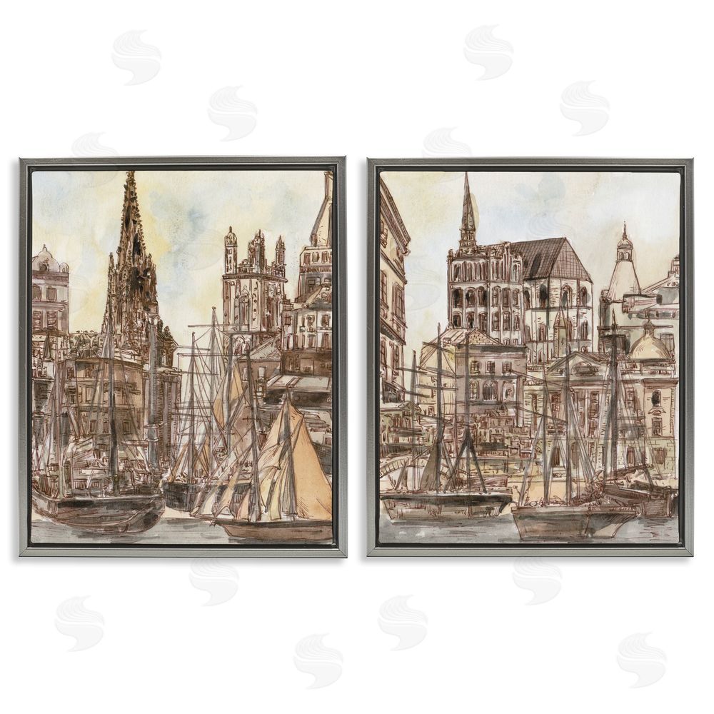 World Art Group Salted Remnants Pier Gray Floating Frame Canvas Wall Art Print
