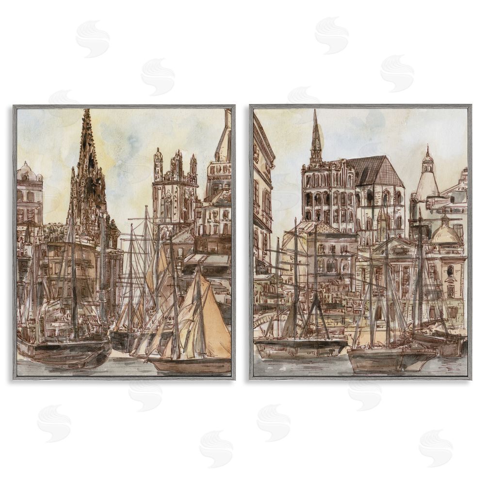 World Art Group Salted Remnants Pier Gray Framed Giclee Wall Art Print