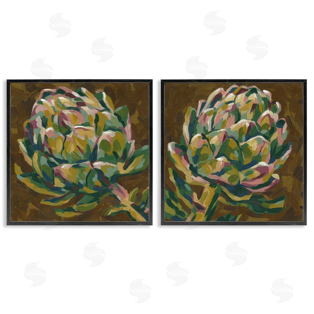 June Erica Vess Botanical Artichoke Study Black Framed Giclee Wall Art Print