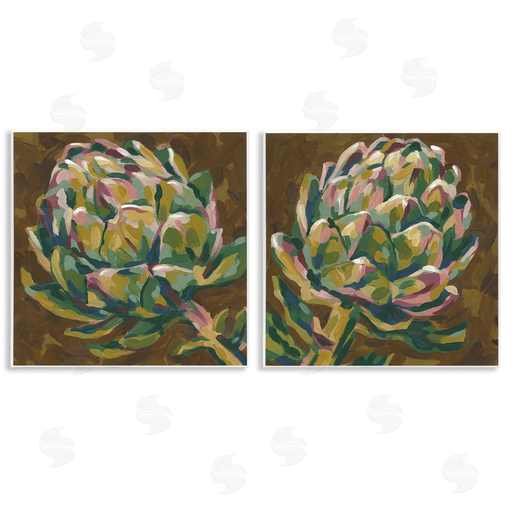 June Erica Vess Botanical Artichoke Study Wooden Wall Plaque Art Print