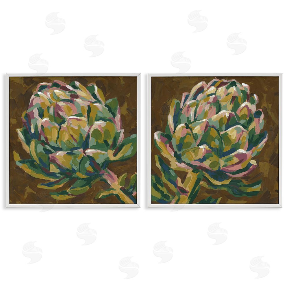 June Erica Vess Botanical Artichoke Study White Framed Giclee Wall Art Print