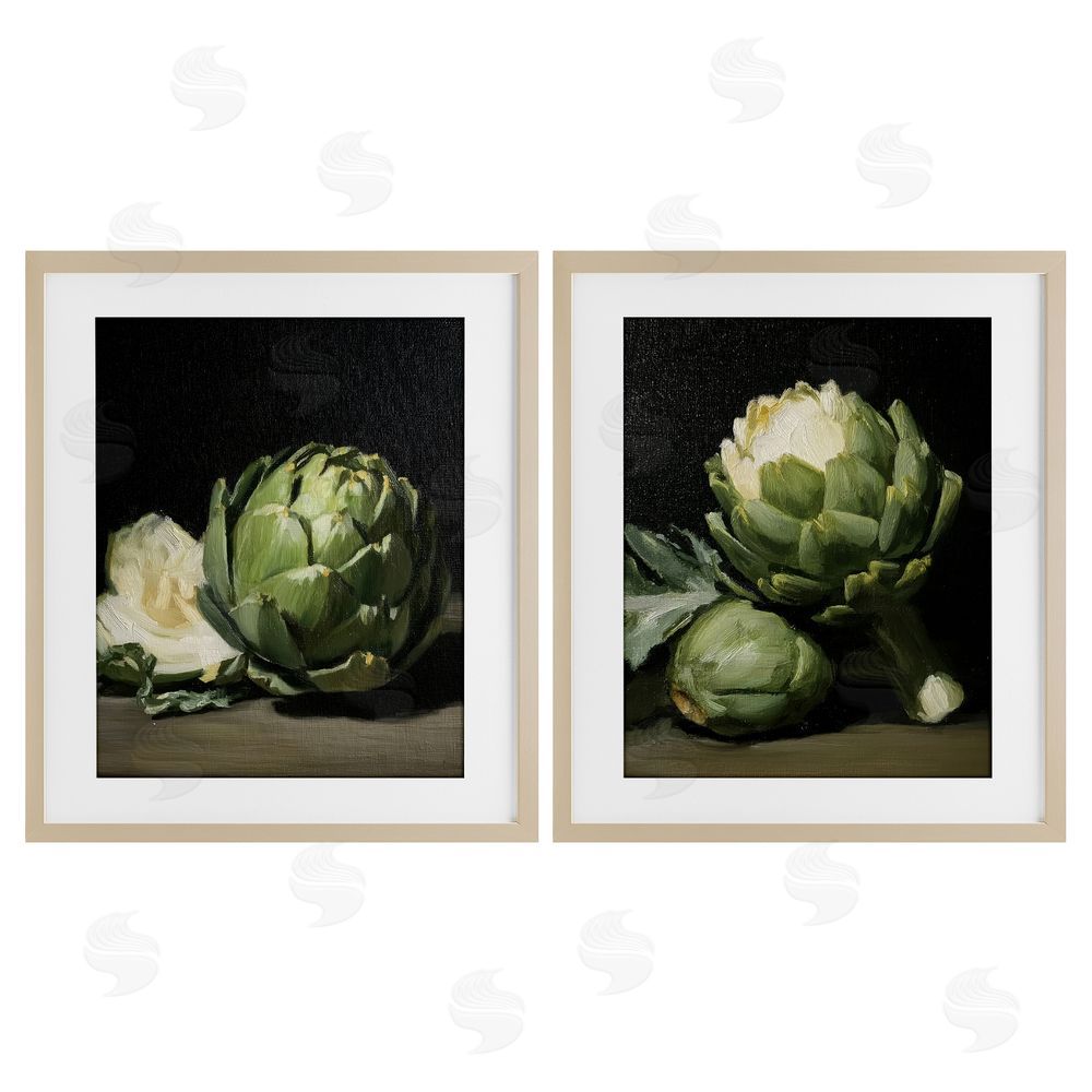 Paula Freeman Classic Artichoke Still Life Brown Framed Print Under Glass Wall Art