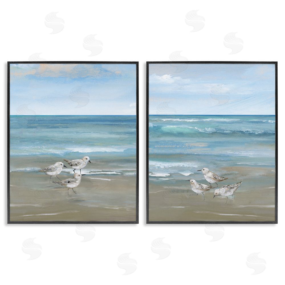 Nan Seaside Sanderlings at Dawn Black Framed Giclee Wall Art Print