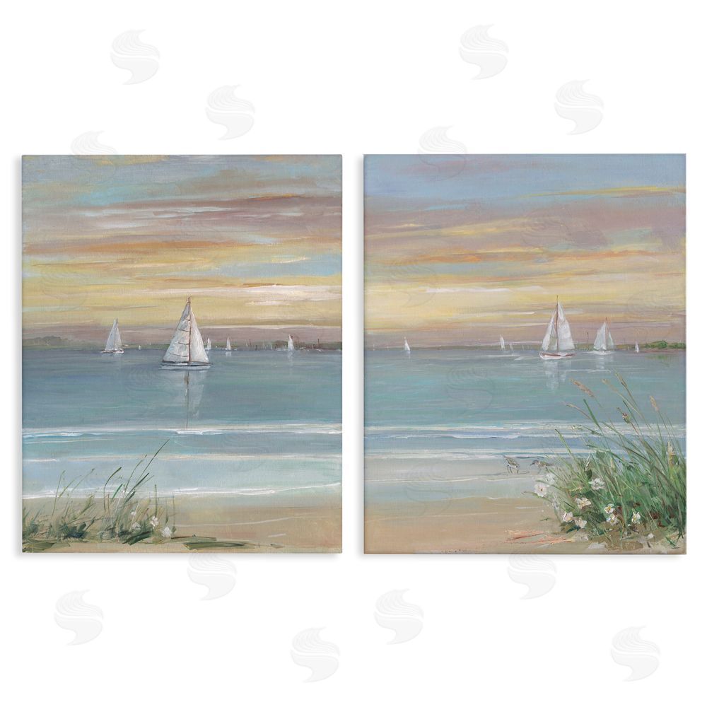 Sally Swatland Summer Shore Panorama Stretched Canvas Wall Art Print