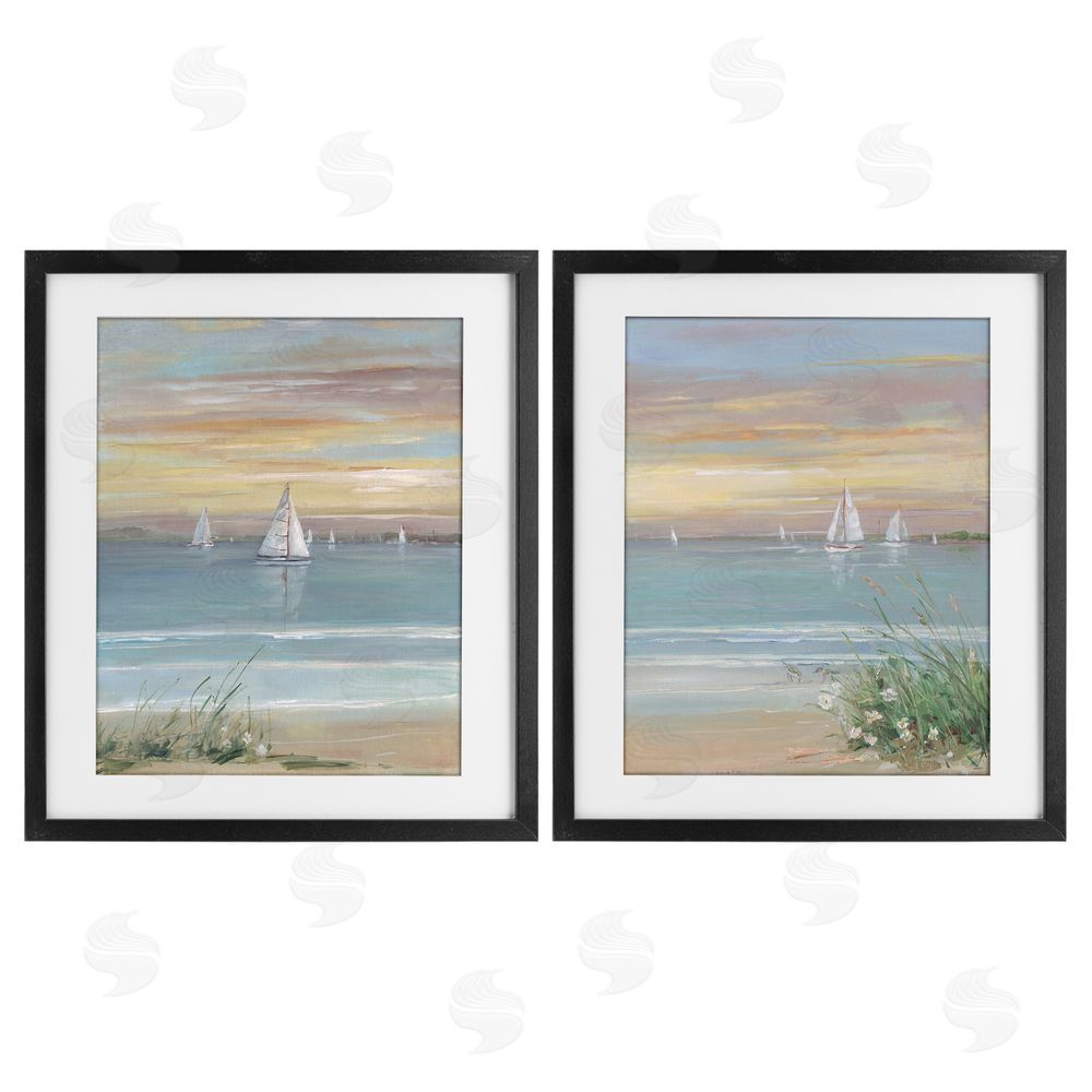 Sally Swatland Summer Shore Panorama Black Framed Print Under Glass Wall Art