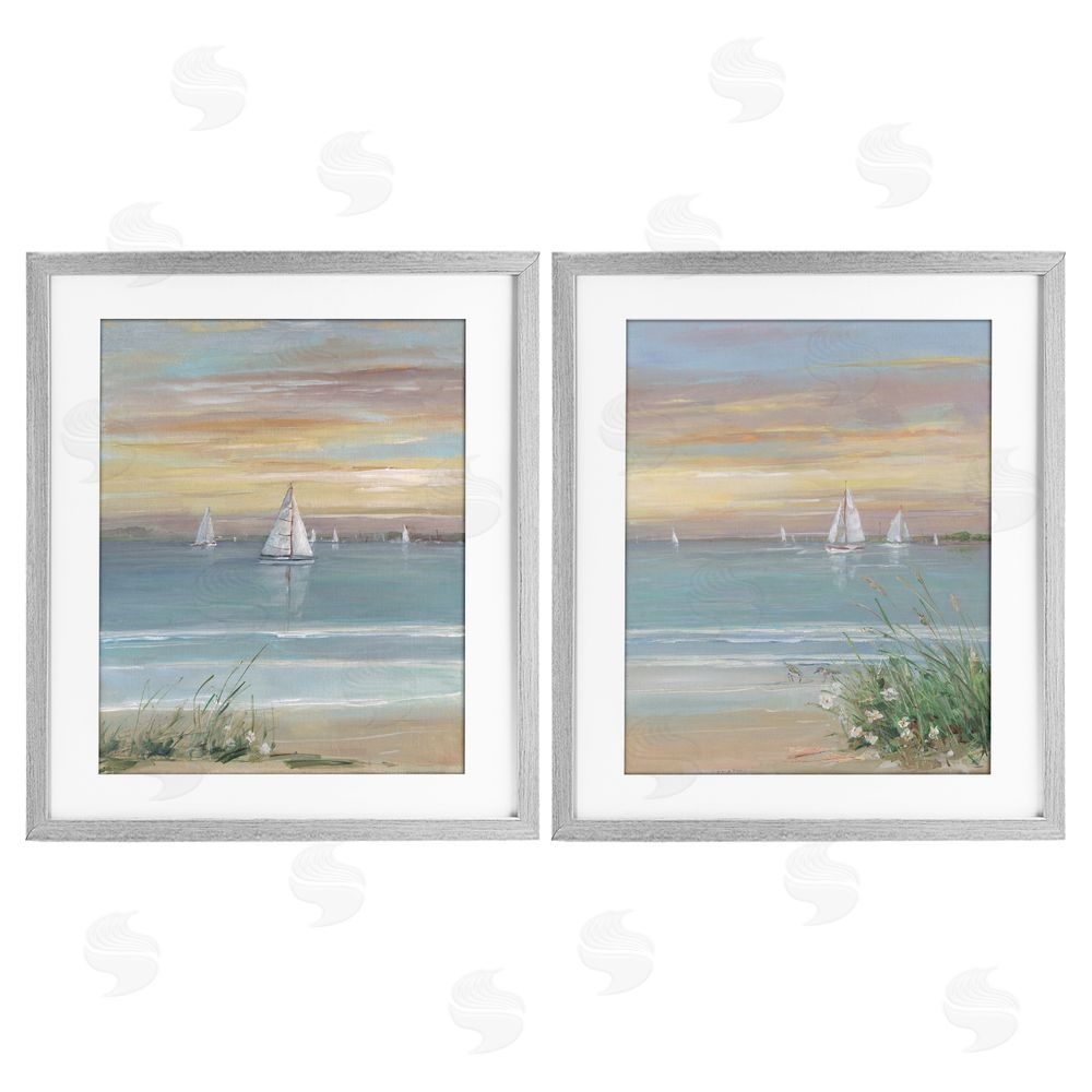 Sally Swatland Summer Shore Panorama Gray Framed Print Under Glass Wall Art