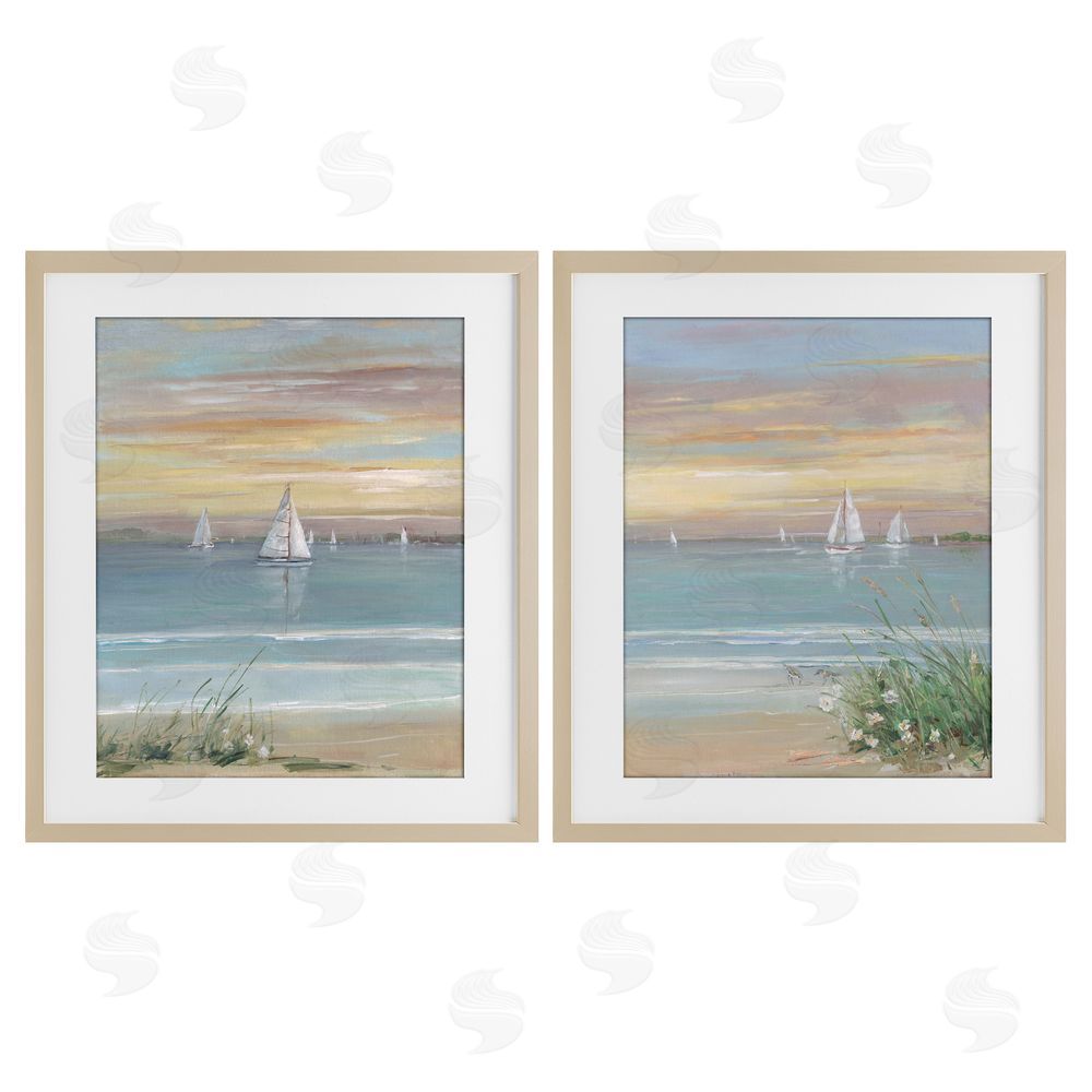 Sally Swatland Summer Shore Panorama Brown Framed Print Under Glass Wall Art