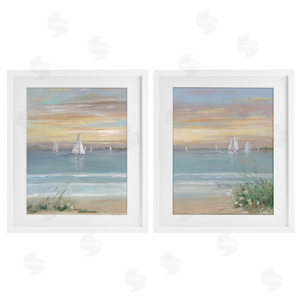 Sally Swatland Summer Shore Panorama White Framed Print Under Glass Wall Art