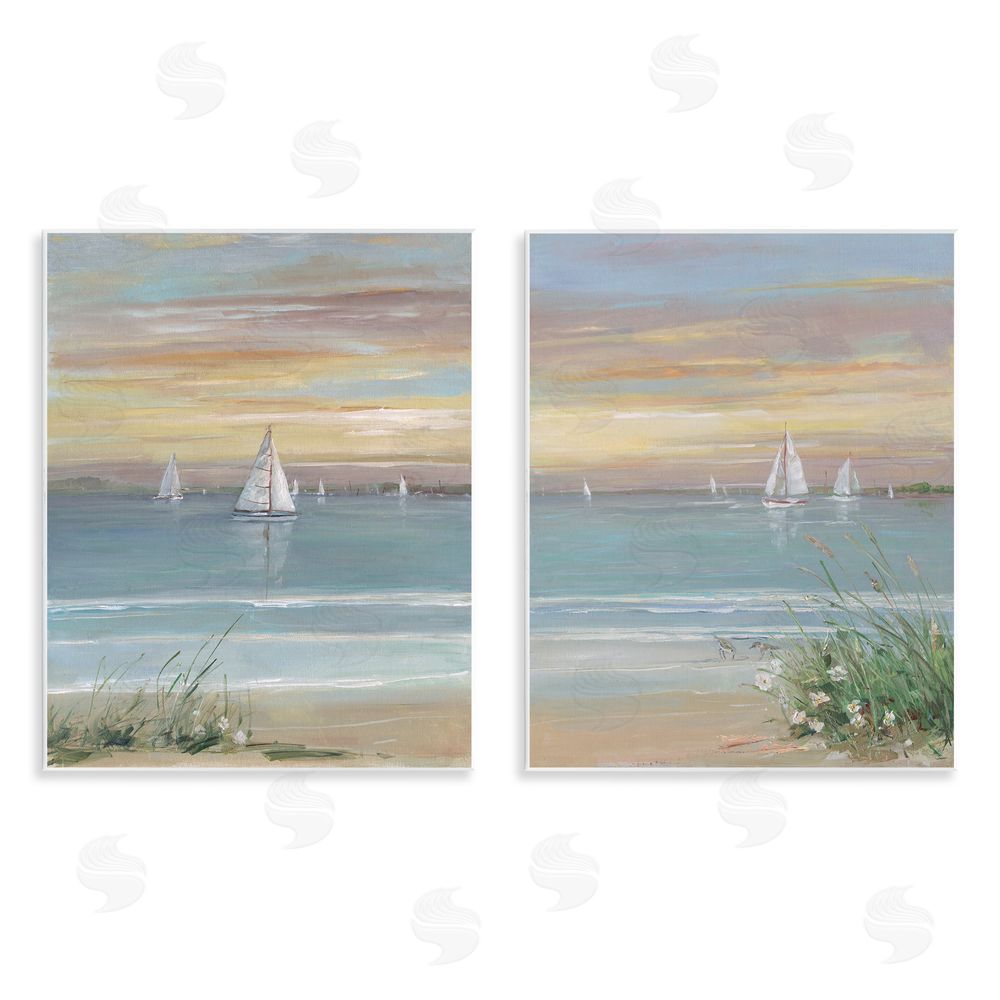 Sally Swatland Summer Shore Panorama Wooden Wall Plaque Art Print