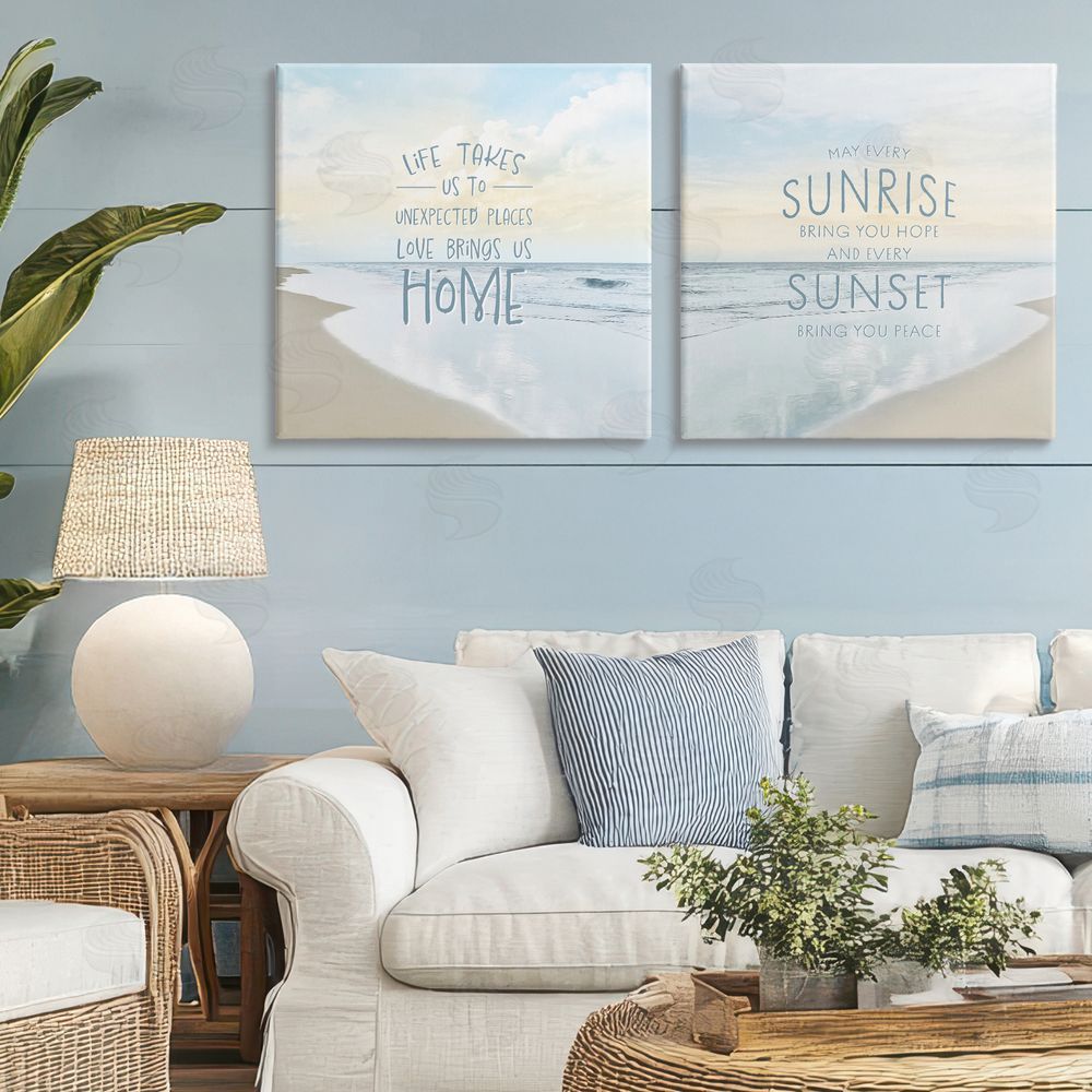 Natalie Carpentieri Beautiful Beach Inspirations Stretched Cavas Wall Art Set in Room