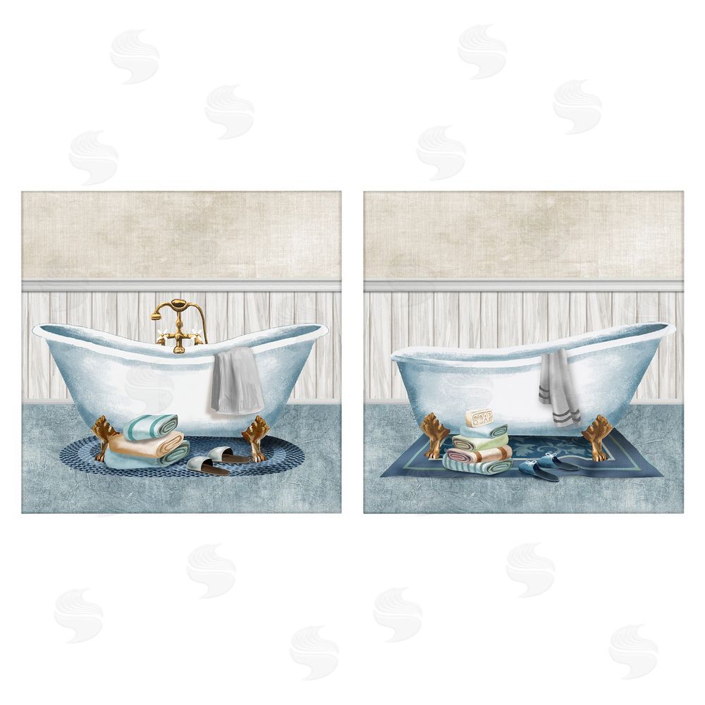 Conrad Knutsen Cozy Bathtub & Slippers Stretched Canvas Wall Art Print